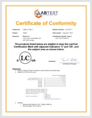 Certificat de conformité EVduty V2 (EVC30)